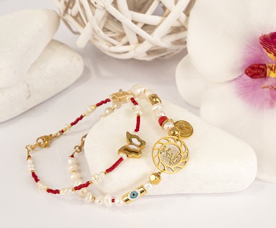 Βραχιόλια Μαρτάκια, με μαργαριτάρια και ημιπολύτιμους λίθους