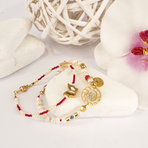 Βραχιόλια Μαρτάκια, με μαργαριτάρια και ημιπολύτιμους λίθους