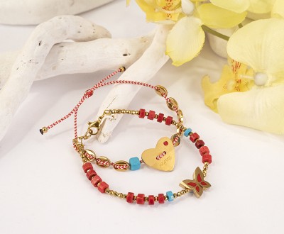 Σετ βραχιόλια Μάρτης, με ατσάλινα στοιχεία και ημιπολύτιμους λίθους