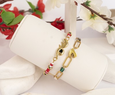 Βραχιόλια Μάρτης, με ατσάλινα στοιχεία και ημιπολύτιμους λίθους