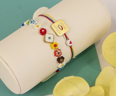 Σετ Μαρτάκια, με ατσάλινο στοιχείο και μουράνο λουλουδάκια