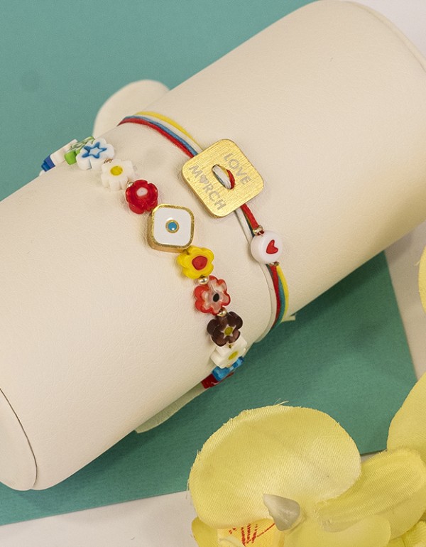 Σετ Μαρτάκια, με ατσάλινο στοιχείο και μουράνο λουλουδάκια