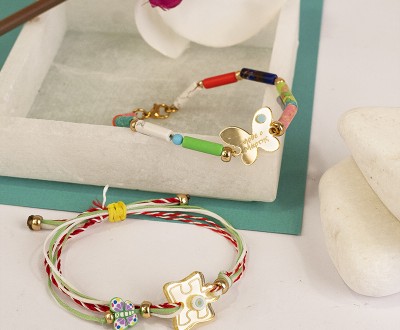 Σετ βραχιόλια Μάρτης, με πλέξι στοιχεία και ημιπολύτιμους λίθους