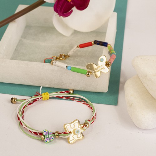 Σετ βραχιόλια Μάρτης, με πλέξι στοιχεία και ημιπολύτιμους λίθους