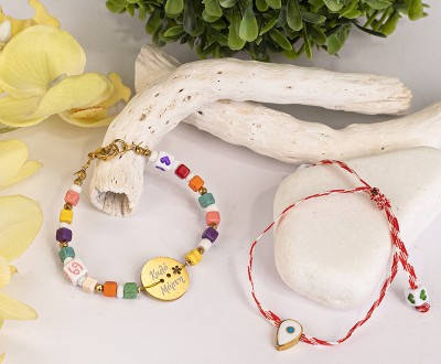 Σετ Μαρτάκια, με στοιχείο αλουμινίου και ημιπολύτιμους λίθους