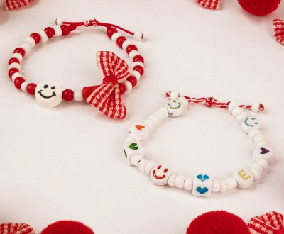 Σετ Μαρτάκια, με καρό φιόγκο και ακρυλικά στοιχεία