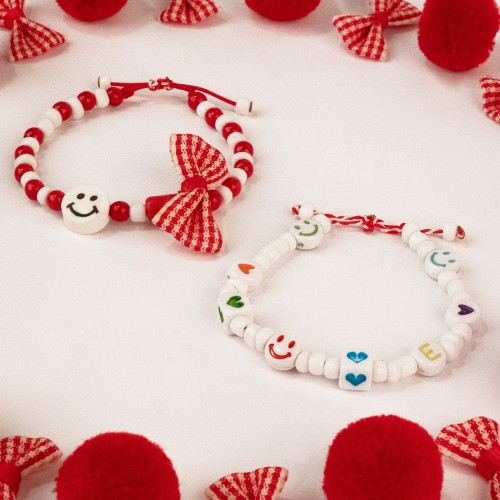 Σετ Μαρτάκια, με καρό φιόγκο και ακρυλικά στοιχεία