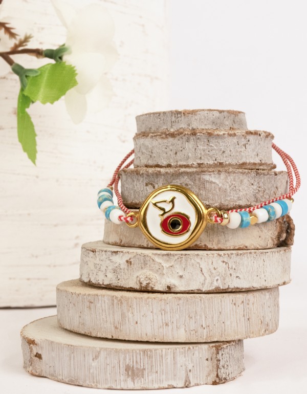 Βραχιόλια Μάρτης, με miyuki μάτι και ορειχάλκινο στοιχείο