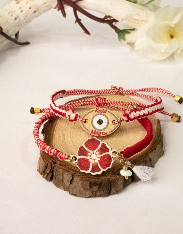 Σετ Μαρτάκια, με ξύλινα στοιχεία και νάυλον κορδόνι