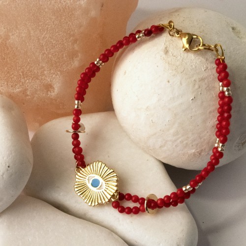 Σετ Μαρτάκια, με miyuki μάτι, ορειχάλκινο στοιχείο και ημιπολύτιμους λίθους