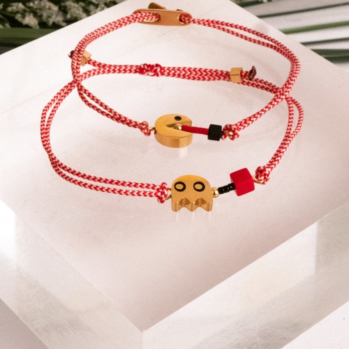 Βραχιόλια Μάρτης, με ατσάλινα στοιχεία πακμαν και φαντασματάκι