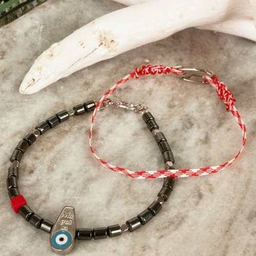 Σετ Μαρτάκια, με ατσάλινο στοιχείο μάτι και ημιπολύτιμους λίθους