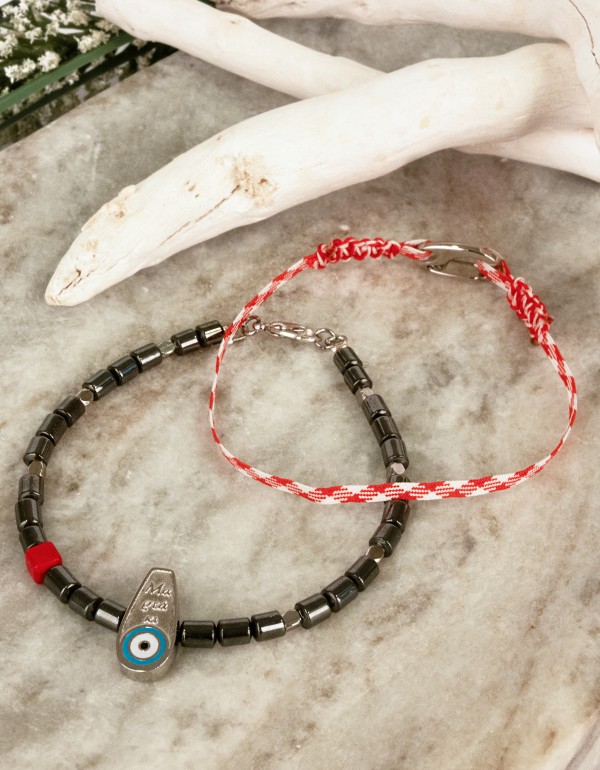 Σετ Μαρτάκια, με ατσάλινο στοιχείο μάτι και ημιπολύτιμους λίθους