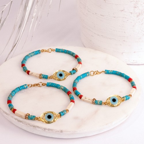 Μαρτάκια με plexi evil eye στοιχείο και ημιπολύτιμους λίθους