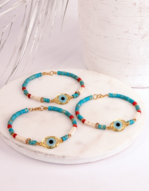 Μαρτάκια με plexi evil eye στοιχείο και ημιπολύτιμους λίθους