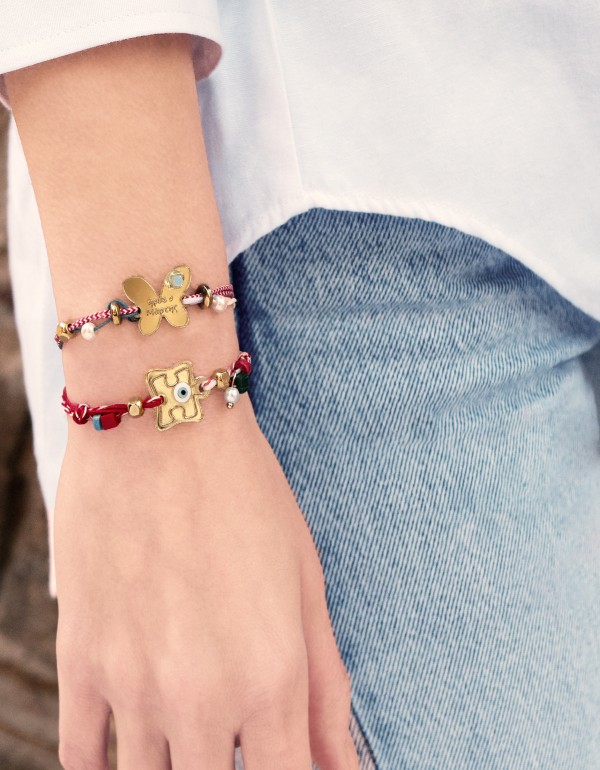 Σετ μαρτάκια με plexi στοιχεία και υφασμάτινα κορδόνια και διάφορους ημιπολύτιμους λίθους