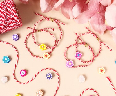 Βραχιόλια Μάρτης Baby, με Φίμο πολύχρωμα λουλουδάκια