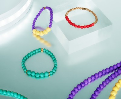 Βραχιόλια με λάβες, αιματίτη και σιλικόνη