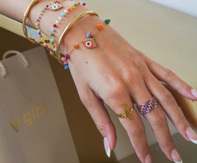 Σετ βραχιόλια με ατσάλινες αλυσίδες ροζάριο και ατσάλινα στοιχεία