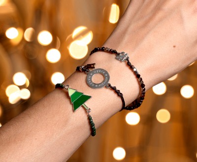 Σετ βραχιόλια με ατσάλινα και μεταλλικά στοιχεία και ημιπολύτιμους λίθους