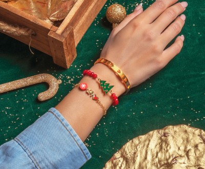 Σετ βραχιόλια με ατσάλινα και μεταλλικά στοιχεία συνδυασμένα με κρύσταλλα