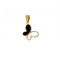 Ατσάλινο στοιχείο πεταλούδα με strass black diamond