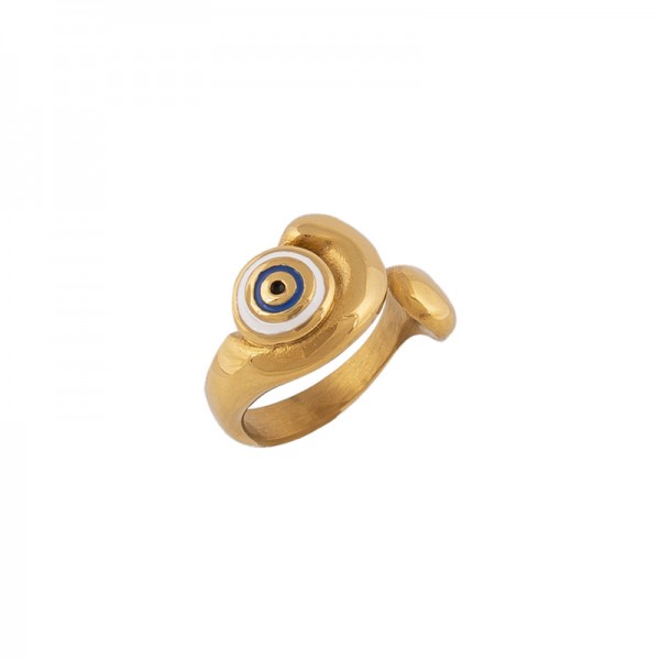 Ατσάλινο δαχτυλίδι μάτι με σμάλτο