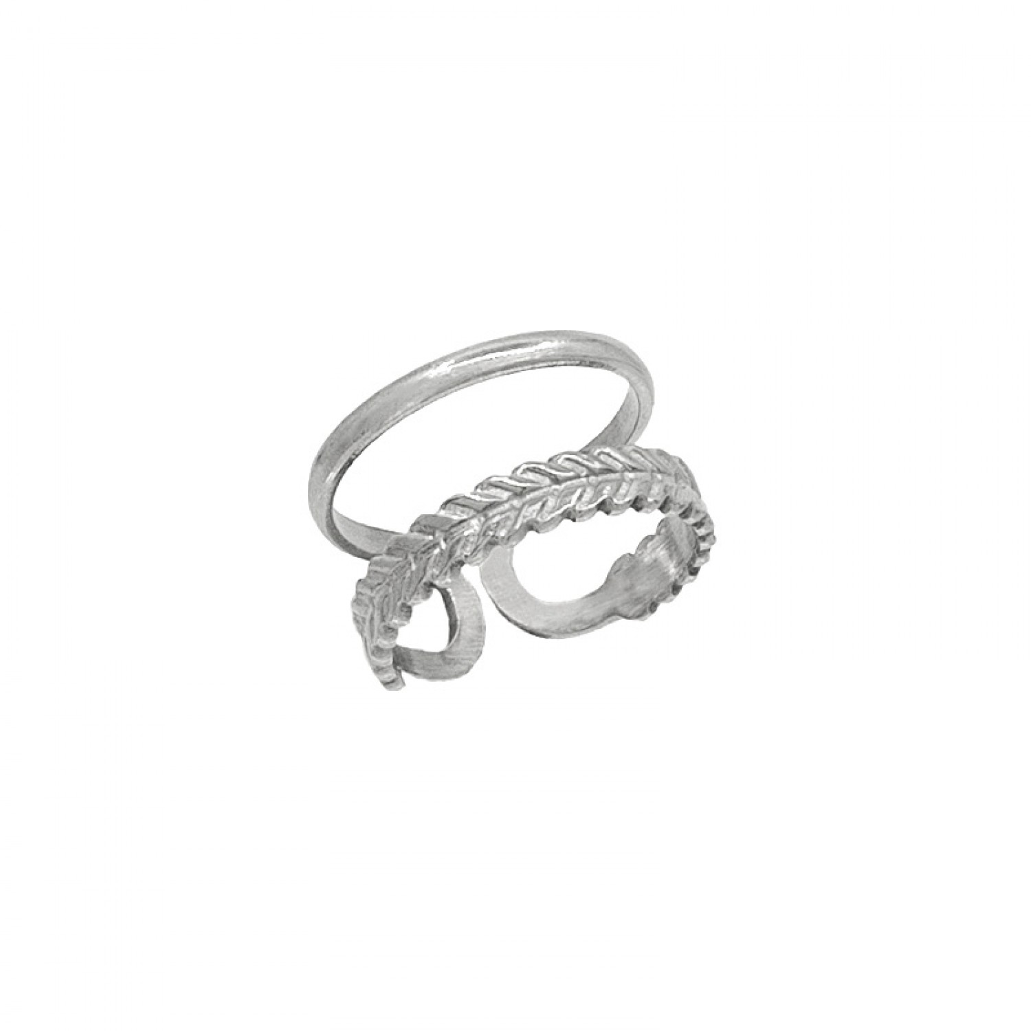 Ατσάλινο δαχτυλίδι διπλό με σκαλιστό design