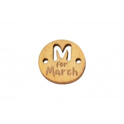 Ξύλινο στοιχείο 'M for March' - 2 τρύπες