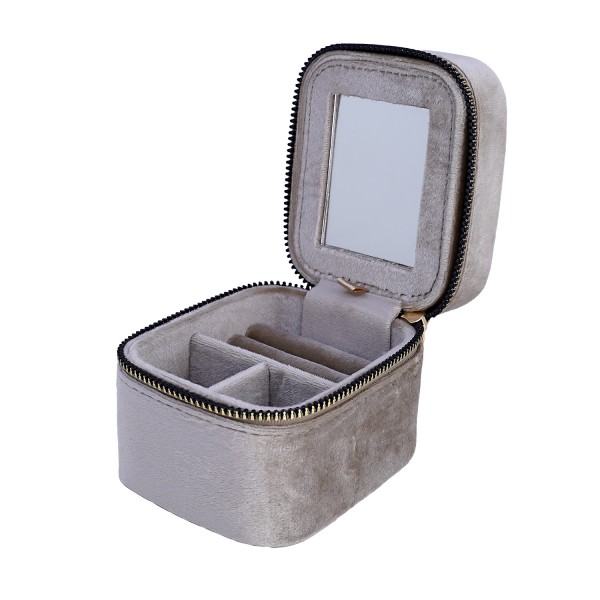 Κουτί -κοσμηματοθήκη βελούδινη με φερμουάρ