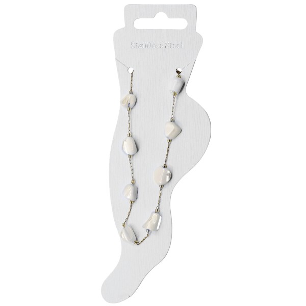 Χειροποίητο βραχιόλι ποδιού με ατσάλινη αλυσίδα και φίλντισι