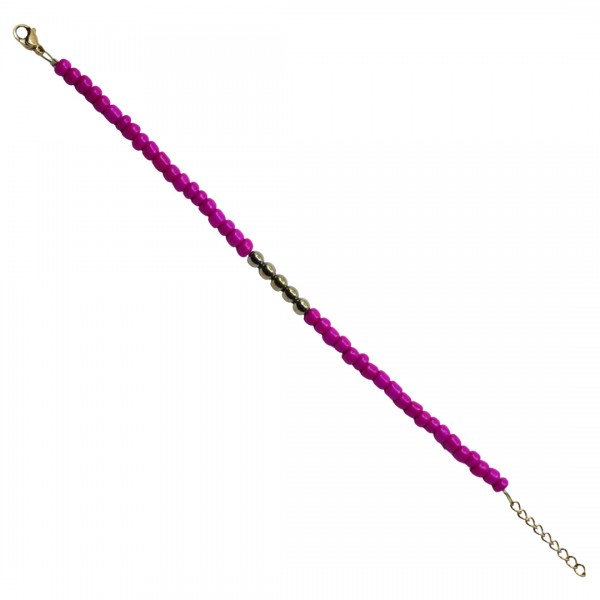 Χειροποίητο βραχιόλι με αιματίτη και φούξια χάντρες