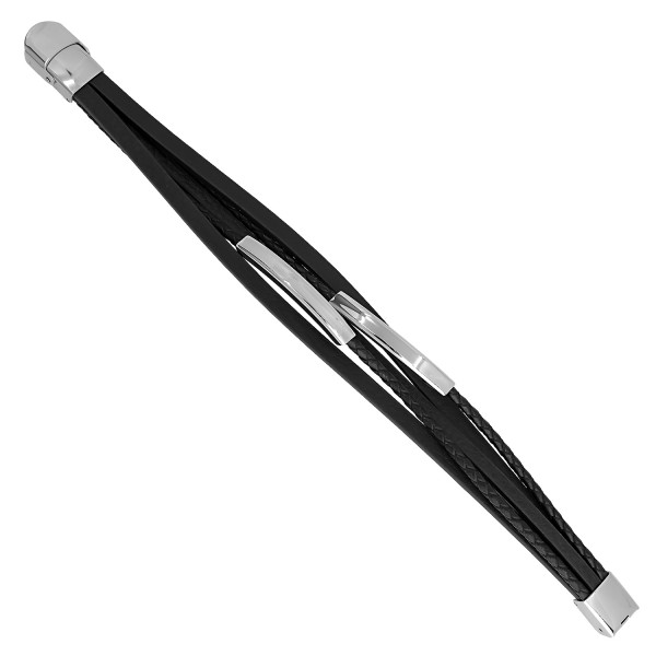 Ατσάλινο βραχιόλι με δερματίνη