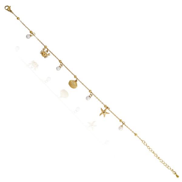 Ατσάλινο βραχιόλι ποδιού με θαλασσινά στοιχεία