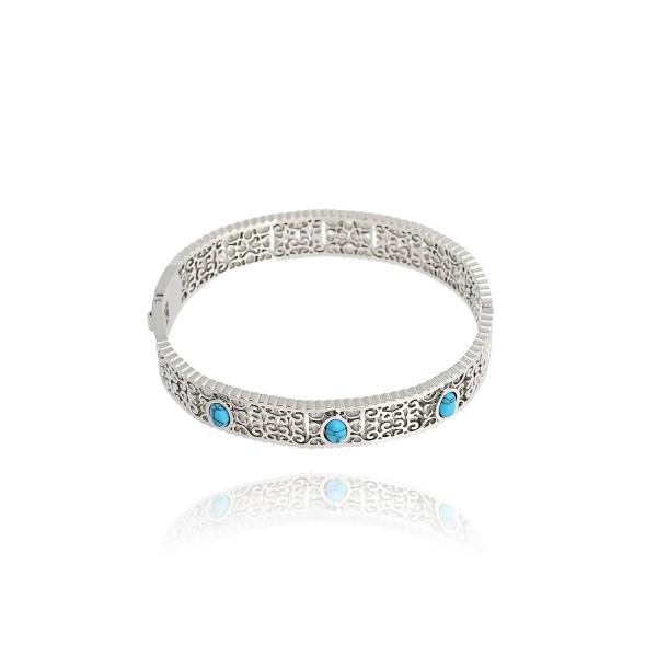 Ατσάλινο βραχιόλι χειροπέδα με χαολίτη