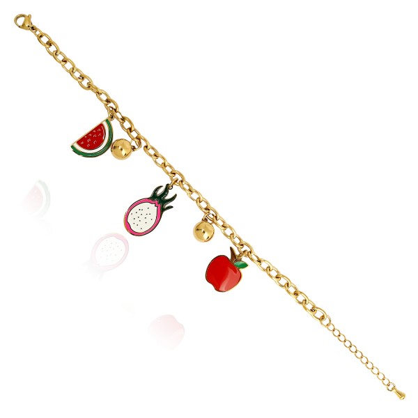 Βραχιόλι με ατσάλινη αλυσίδα και charms με σμάλτο