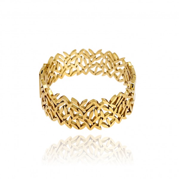 Ατσάλινο βραχιόλι χειροπέδα με φύλλα