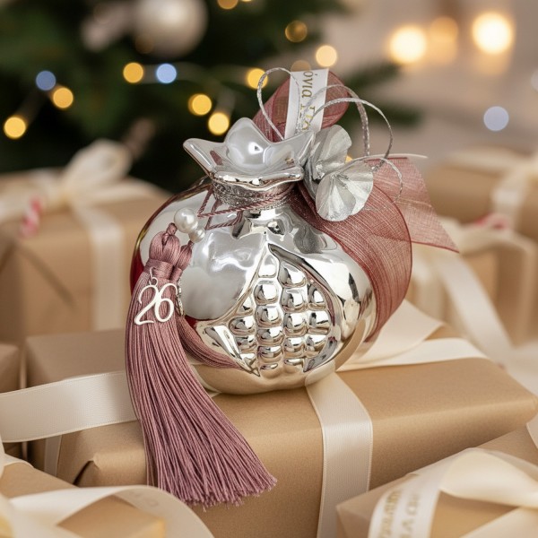 Γούρι με κεραμικό ρόδι και φούντα