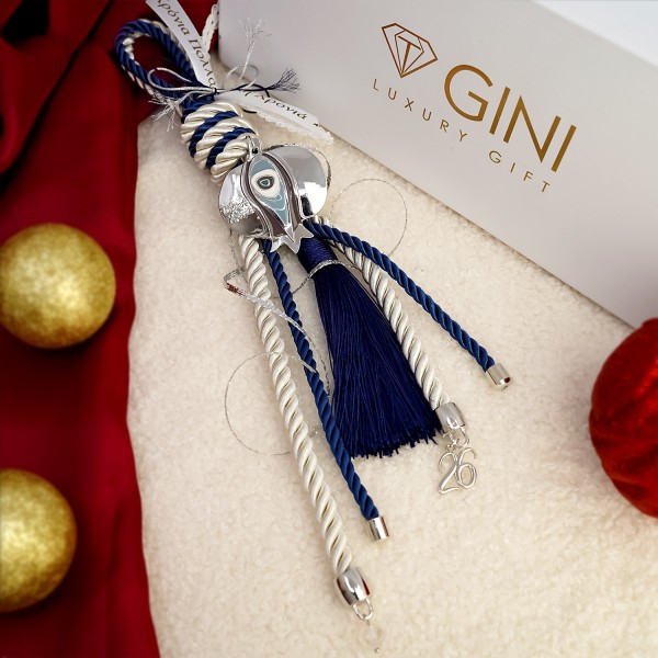 Γούρι με ρεγιόν, κορδέλες και μεταλλικό ρόδι