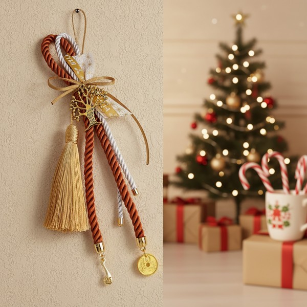 Γούρι με ρεγιόν, κορδέλες και μεταλλικό δέντρο ζωής