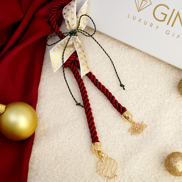 Γούρι με ρεγιόν, κορδέλες και μεταλλικά  στοιχεία