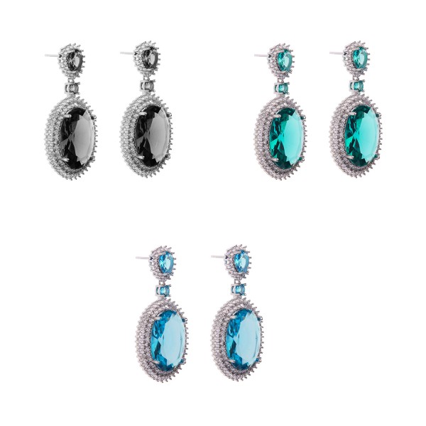 Ορειχάλκινα σκουλαρίκια με ατσάλινο pin και zircon