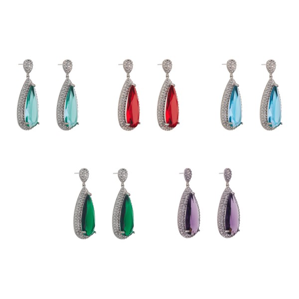 Ορειχάλκινα σκουλαρίκια με ατσάλινο pin και zircon