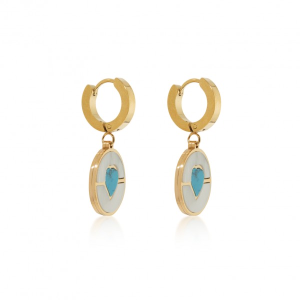 Ατσάλινα σκουλαρίκια με κρίκο και καρδιά