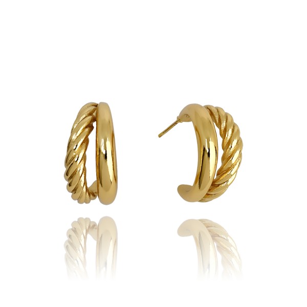 Ατσάλινα σκουλαρίκια διπλός στριφτός κρίκος