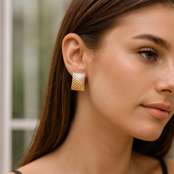 Ατσάλινα σκουλαρίκια δίχρωμα