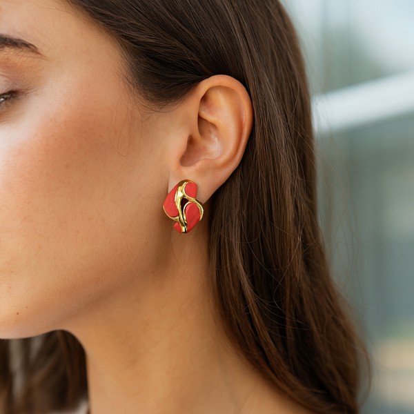 Ατσάλινα σκουλαρίκια ακανόνιστα με σμάλτο