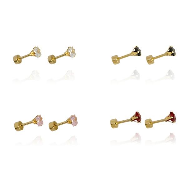 Ατσάλινα σκουλαρίκια βιδωτά με στρας