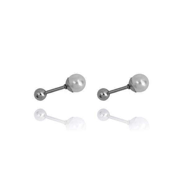 Ατσάλινα σκουλαρίκια με 3mm πέρλα