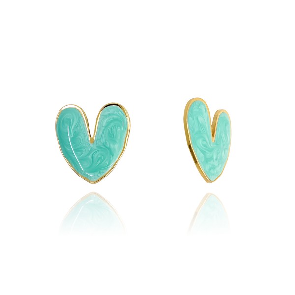 Ατσάλινα σκουλαρίκια καρφωτή καρδιά με περλέ σμάλτο